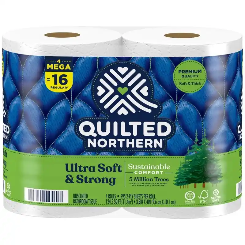 Ultra Soft & Strong Toilet Paper 4 Rolls 328 Sheets 138.49 Sq Ft