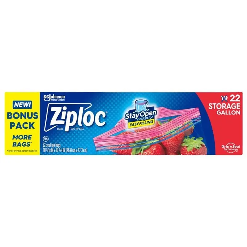 Gallon Storage Bags – 22‑count Grip ’n Seal, Freezer & Microwave Safe