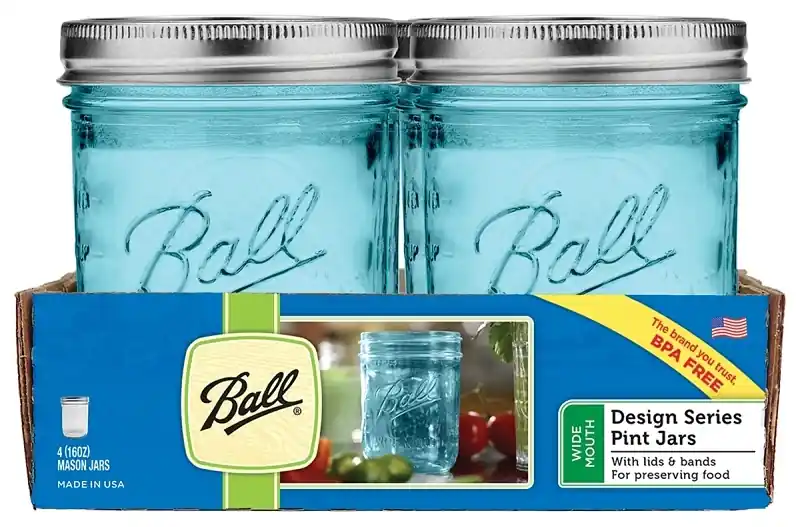 Collector‘s Edition Aqua Vintage Regular Mouth Canning Jar 16 Oz 4 Pk