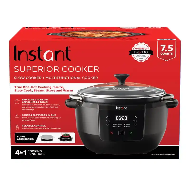 Instant 7.5 Qt Black/silver Aluminum Programmable Slow Cooker