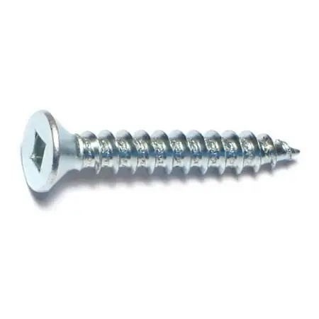 10 X 1-1/4 Zinc Plated Steel Square Drive Flat Head Sheet Metal Screws - 100 Count