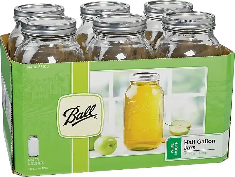 Wide Mouth Mason Jar 64 Oz 6 Pk