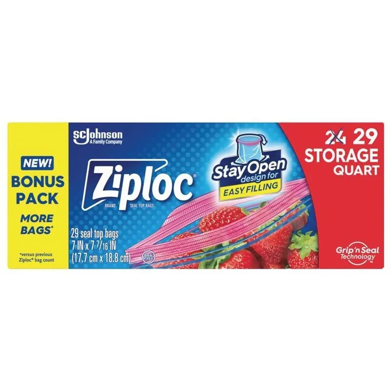 ® Suso Quart Storage Bag – 29‑count Clear Zipper Bags