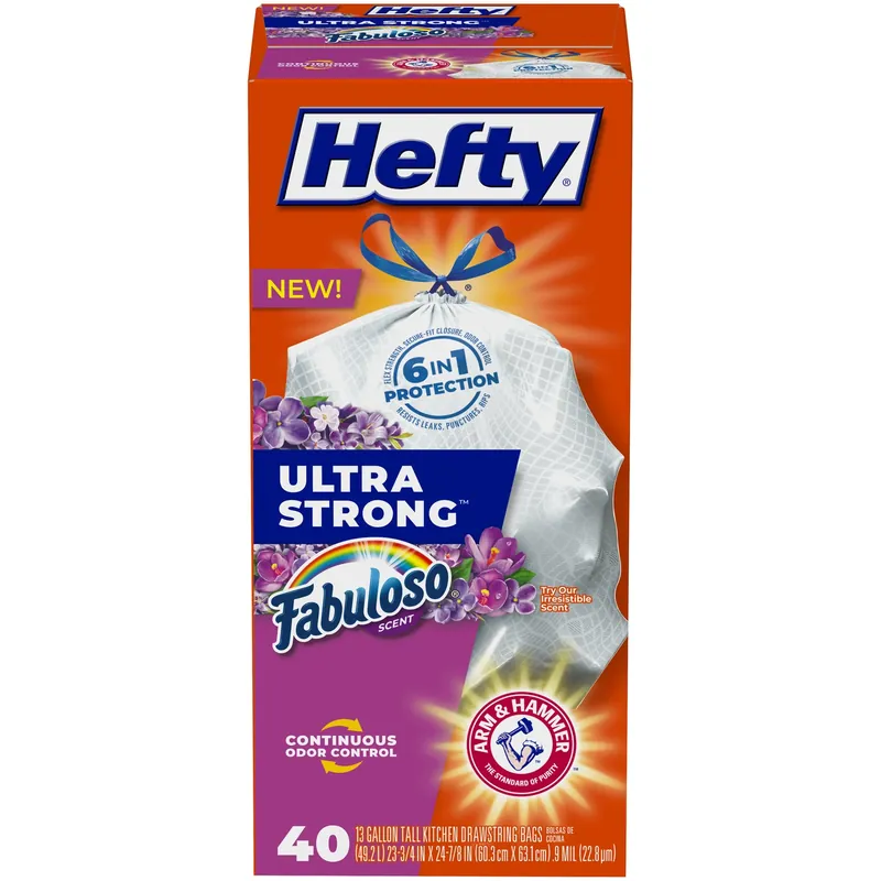Ultra Strong 13 Gal Fabuloso Tall Kitchen Bags Drawstring 40 Pk