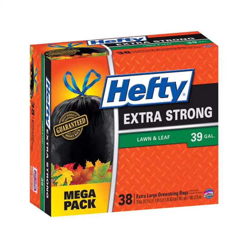 Extra Strong 39 Gal No Scent Lawn And Leaf Bags Drawstring 38 Pk
