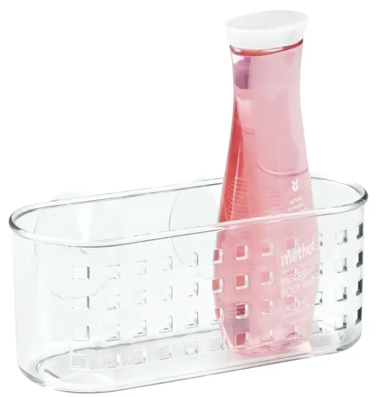 Clear Plastic Shower Basket With Suction Mount - 10.2 In. X 5.2 In. X 4.3 In.
