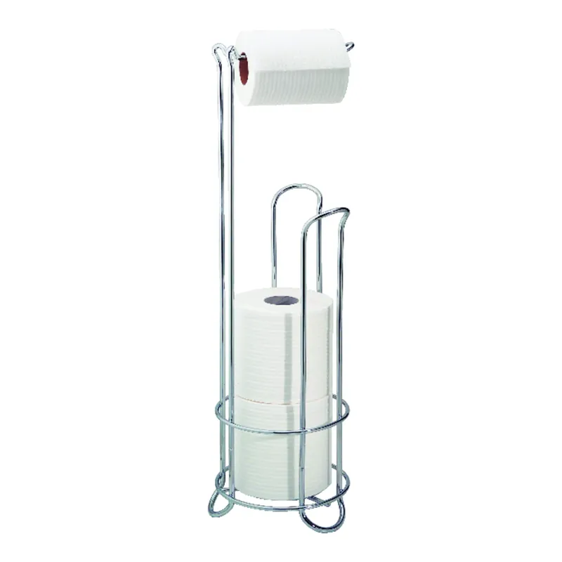 Classico Chrome Freestanding Toilet Paper Holder - Holds 1 Roll, Stores 3 Rolls