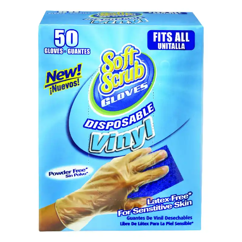 Vinyl Disposable Gloves One Size Fits Most Clear Powder Free 50 Pk