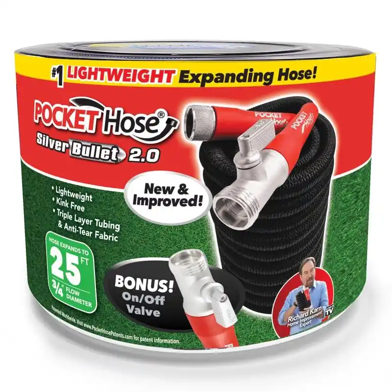 Silver Bullet 2.0 3/4 Inch Diameter X 25 Feet Length Expandable Garden Hose