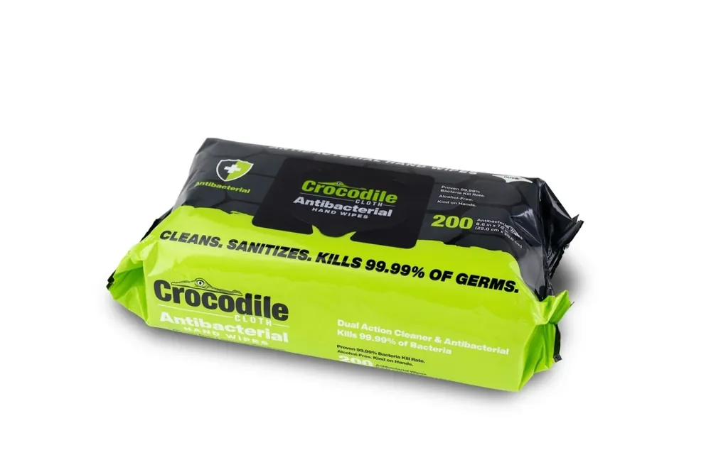 Crocodile Cloth Antibacterial Hand Wipes (200-pack), White