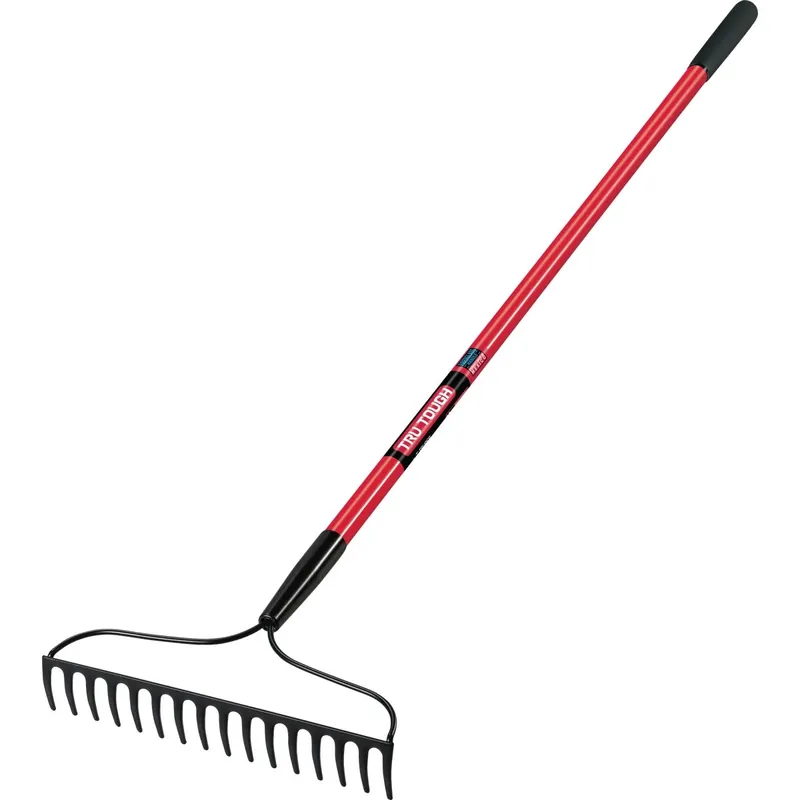 Tru Tough 15.5 In. Steel Bow Garden Rake With 16 Tines And Fiberglass Handle
