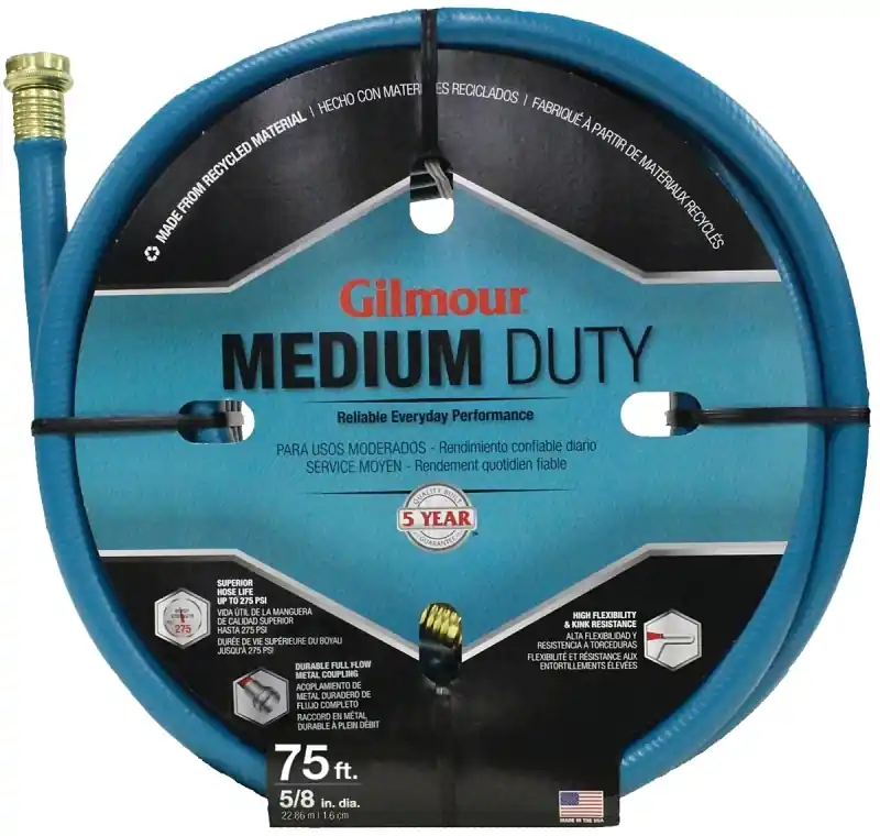 5/8 In. Diameter X 75 Ft. Length Medium Duty Garden Hose - Durable And Kink Resistant