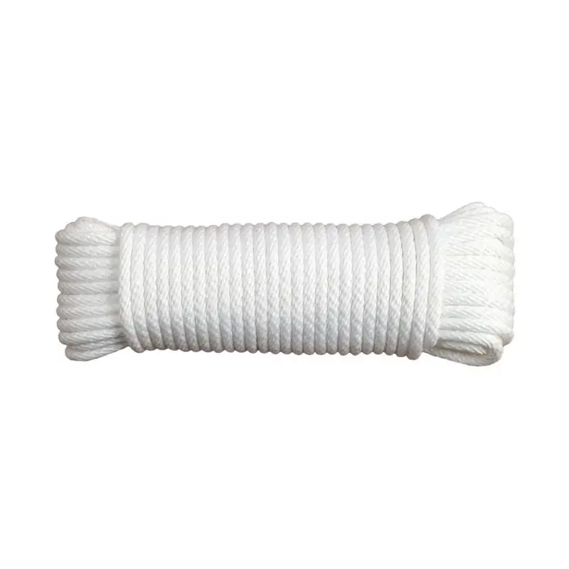 3/16 Inch Diameter X 50 Feet Long White Diamond Braided Polypropylene Clothesline Rope