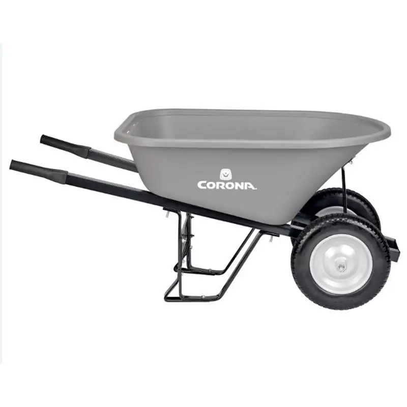 6 Cubic Feet Poly Wheelbarrow With Steel Handles And Flat Free Tires