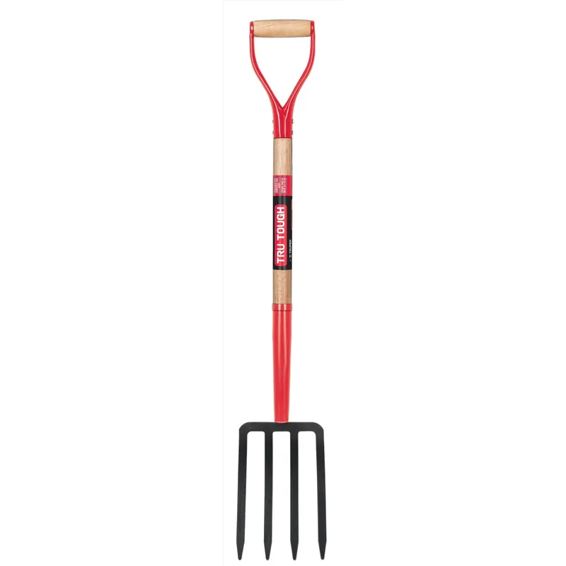 Tru Tough 30 Inch Wood Handle Spading Fork With 4 Tines