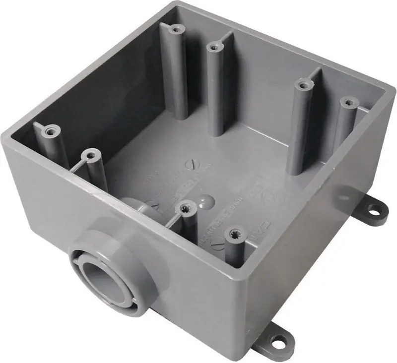32 Cu In Square Pvc 2 Gang Outlet Box Gray - Model 5133381u