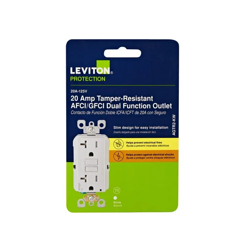 20 Amps 125v Tamper Resistant White Afci/gfci Dual Function Outlet 5-20r