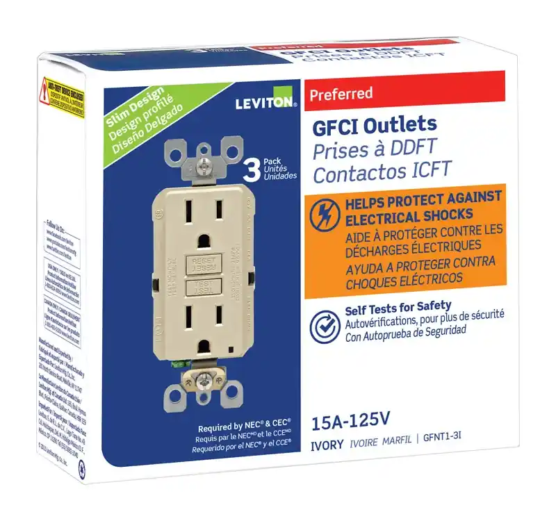 Smartlockpro 15 Amps 125 V Duplex Ivory Gfci Outlet 5-15r 3 Pk