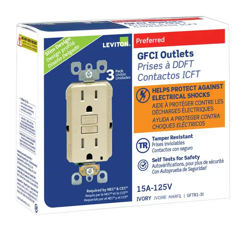 Smartlockpro 15 Amps 125 V Duplex Ivory Gfci Outlet 5-15r 3 Pk