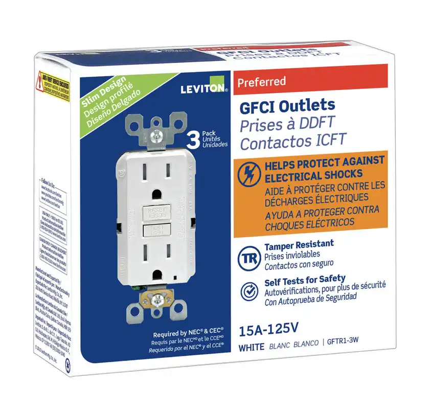 Smartlockpro 15 Amps 125 V Duplex White Gfci Outlet 5-15r 3 Pk