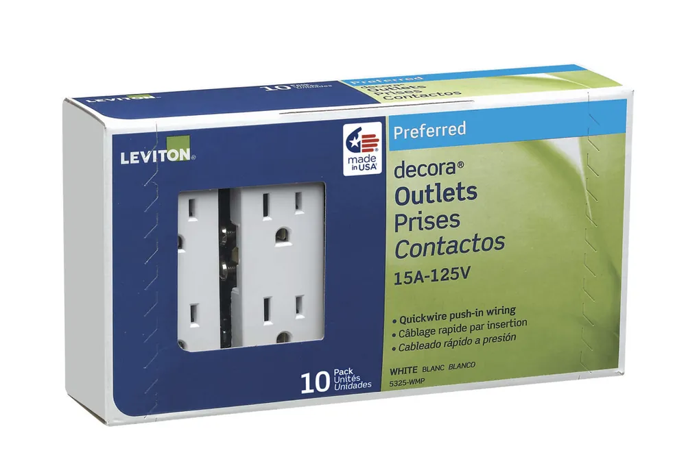 Decora 15 Amps 125 V Duplex White Outlet 5-15r 10 Pk