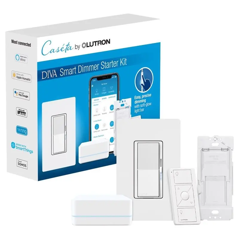 Caseta White 150 W Toggle Smart-enabled Dimmer Switch W/remote Control 1 Pk