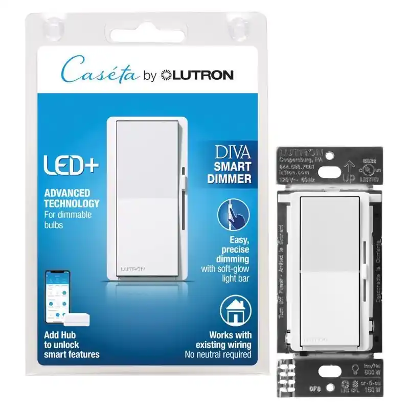 Caseta White 150 W Toggle Smart-enabled Dimmer Switch 1 Pk