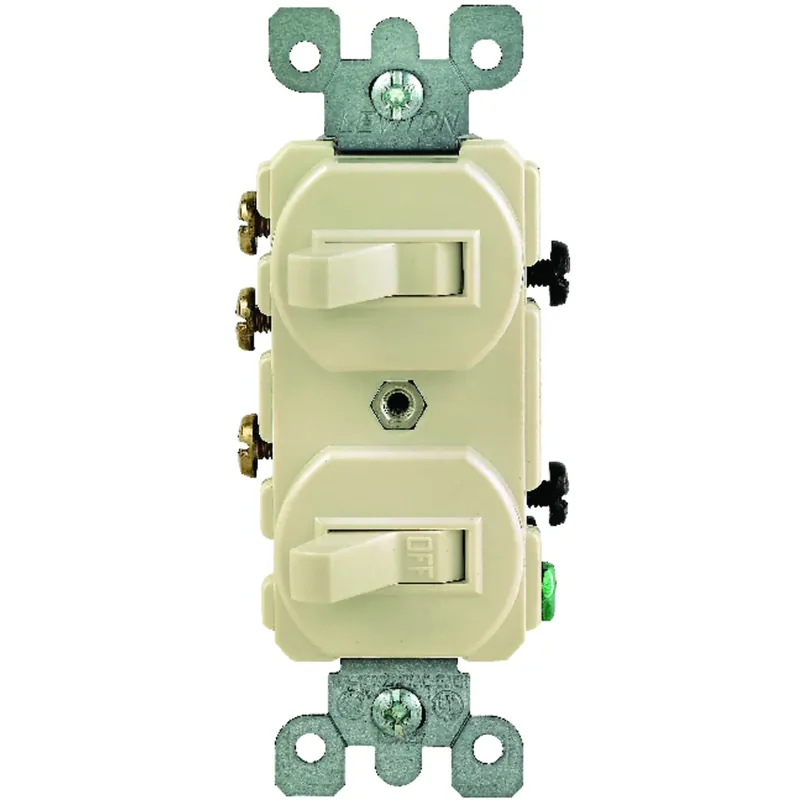 15 Amps Single Pole Or 3-way Rocker Duplex Combination Switch Ivory 1 Pk
