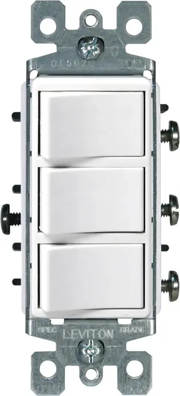 Decora 15 Amps Single Pole Rocker Triple Combination Switch White 1 Pk