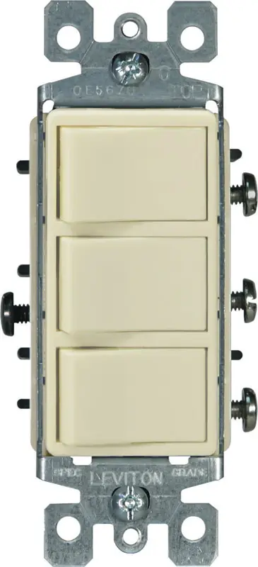 Decora 15 Amps Single Pole Rocker Triple Combination Switch Ivory 1 Pk