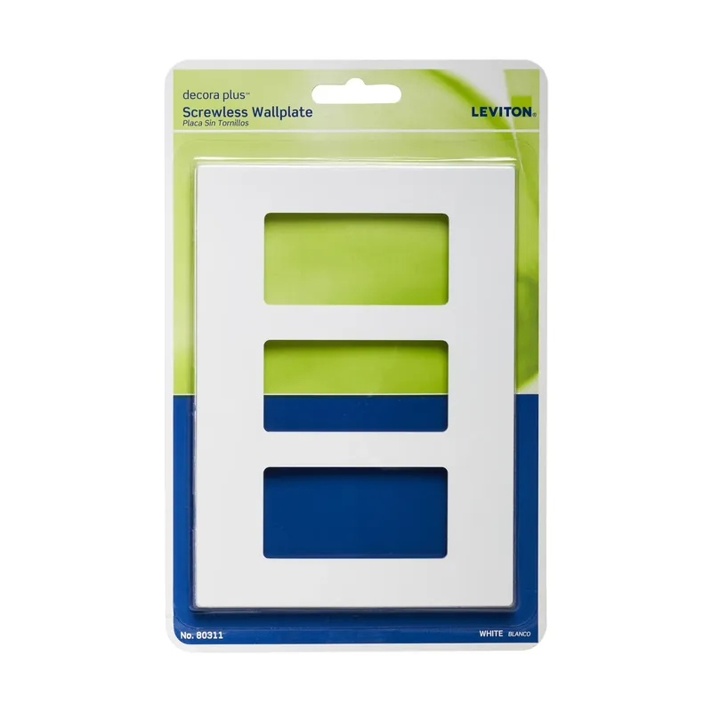 Decora Plus White 3 Gang Polycarbonate Decorator Screwless Wall Plate 1 Pk