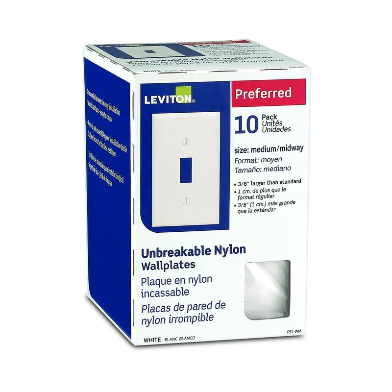 White 1 Gang Nylon Toggle Wall Plate 10 Pk