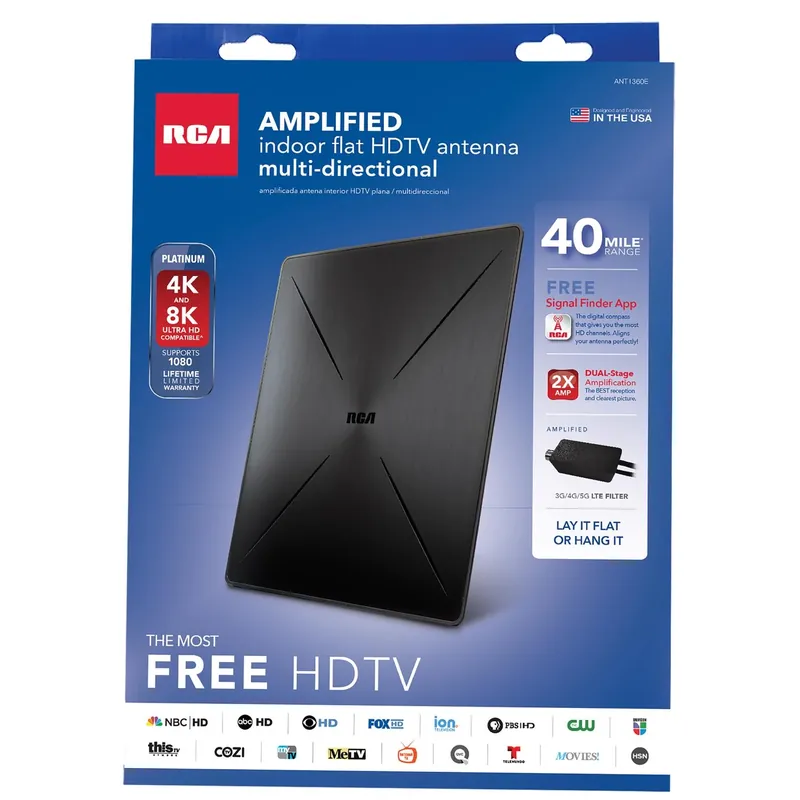 Indoor Hdtv Flat Antenna 1 Pk