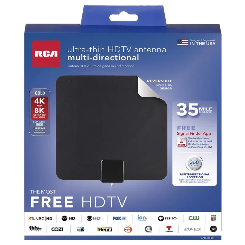 Indoor Hdtv/uhf/vhf Flat Antenna 1 Pk