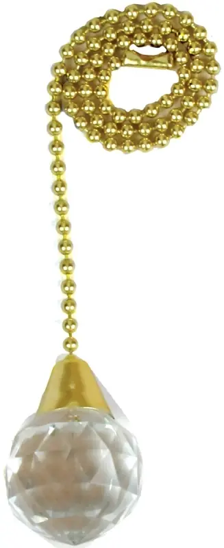 Lamp Pull Chain, Brass With Acrylic Sphere, 12-in.