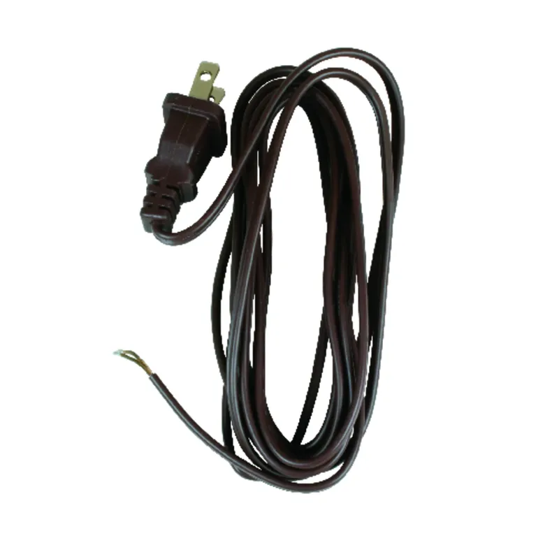 Lamp Cord With Polarized Plug, 18-2, Brown, 8-ft.