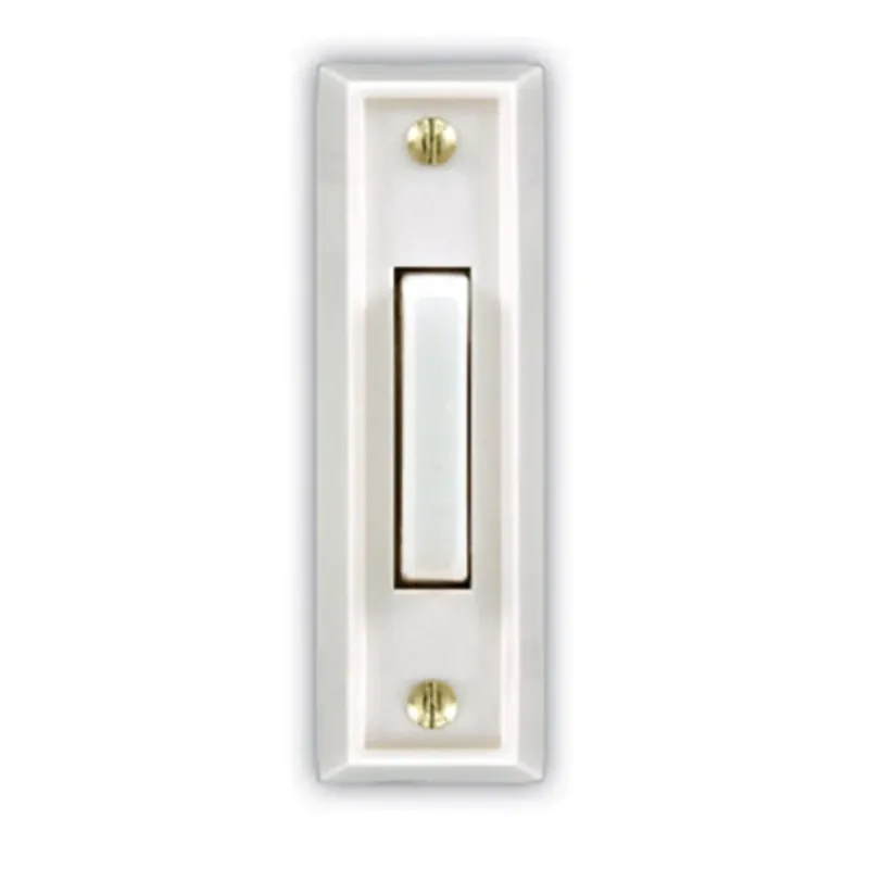 White Plastic Wired Pushbutton Doorbell