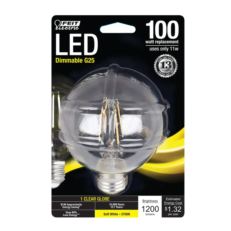G25 E26 (medium) Filament Led Bulb Soft White 100 Watt Equivalence 1 Pk