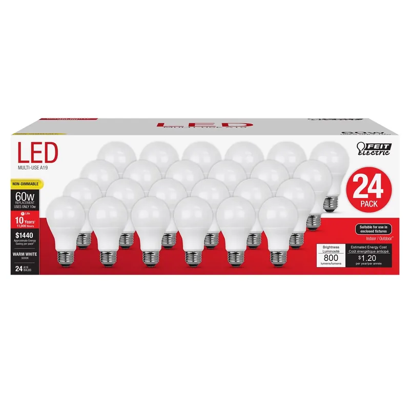 A19 E26 (medium) Led Bulb Soft White 60 Watt Equivalence 24 Pk