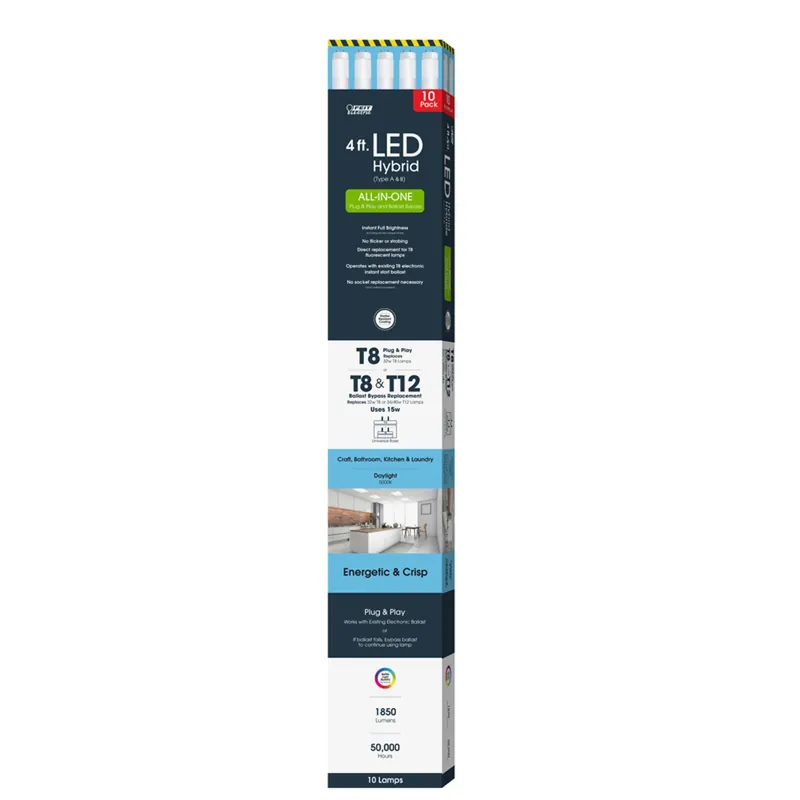 T8 And T12 Daylight 48 In. G13 Linear Plug And Play/ballast Bypass Led 32 Watt Equivalence 10 P
