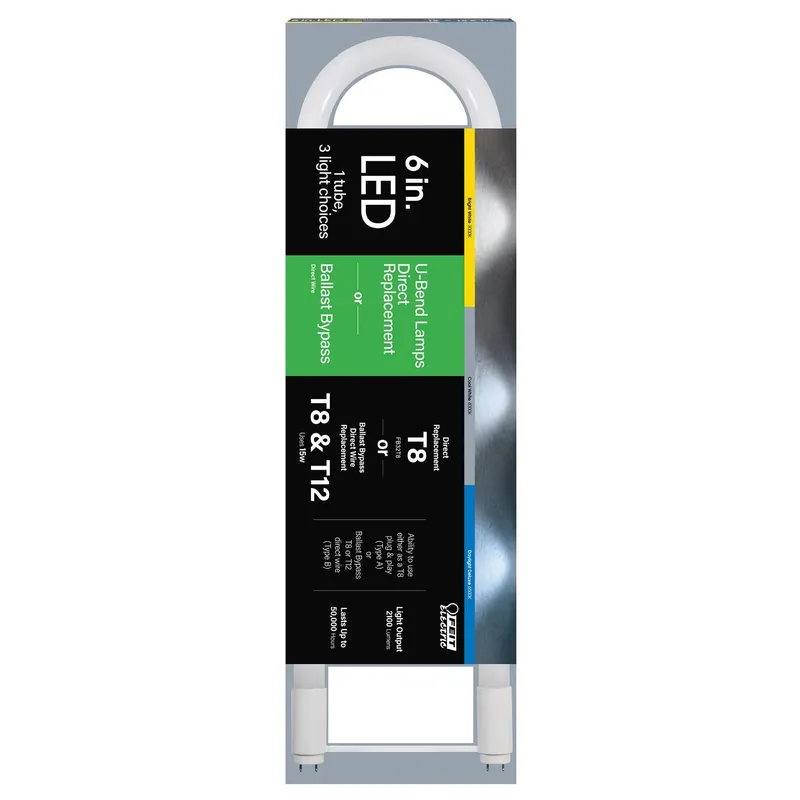 T8 Color Selectable 6 In. G13 U Bend Led Linear Lamp 32 Watt Equivalence 1 Pk