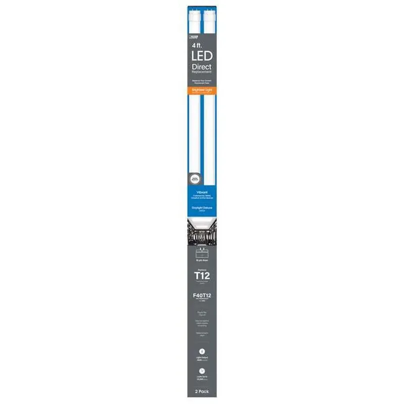 T12 Daylight Deluxe 48 In. G13 Linear Led Linear Lamp 40 Watt Equivalence 2 Pk