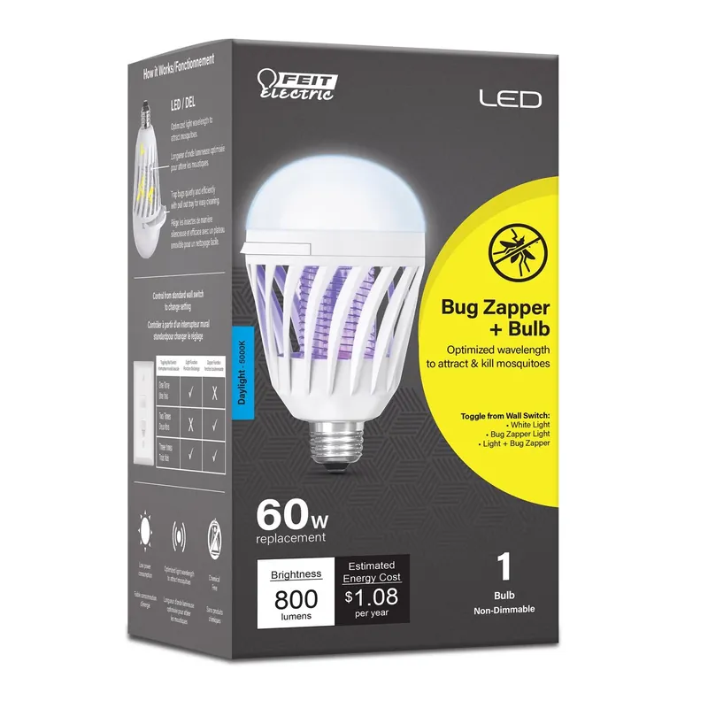 A19 E26 (medium) Led Bug Zapper Bulb Daylight 60 Watt Equivalence 1 Pk