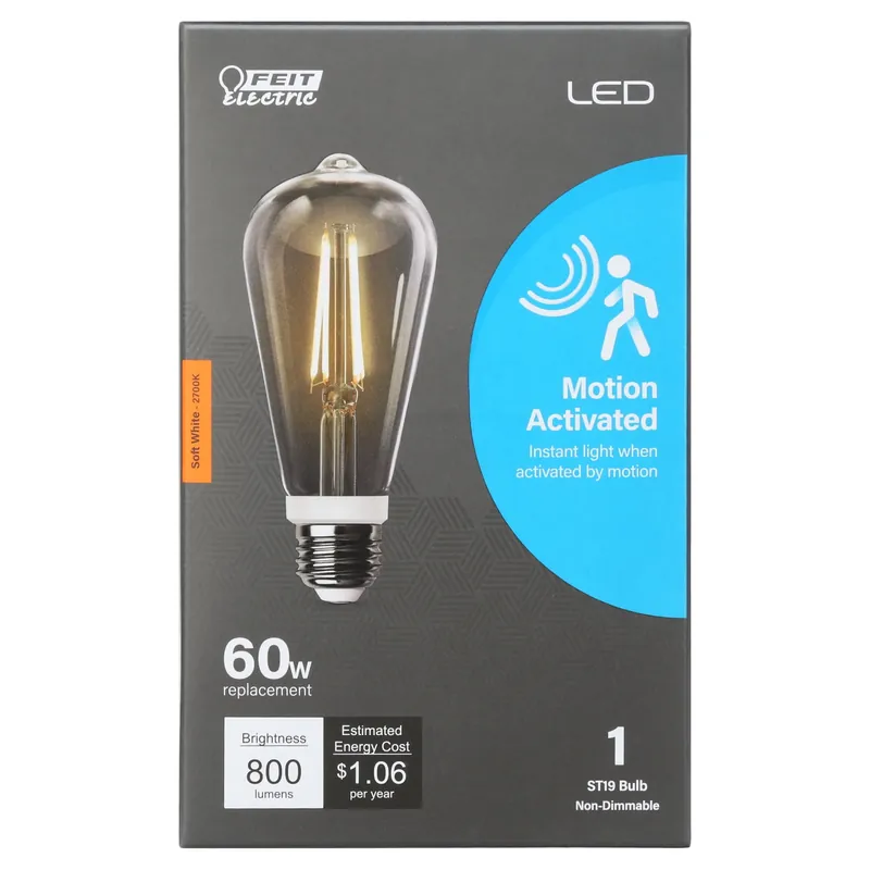 St19 E26 (medium) Led Motion Activated Bulb Soft White 60 Watt Equivalence 1 Pk