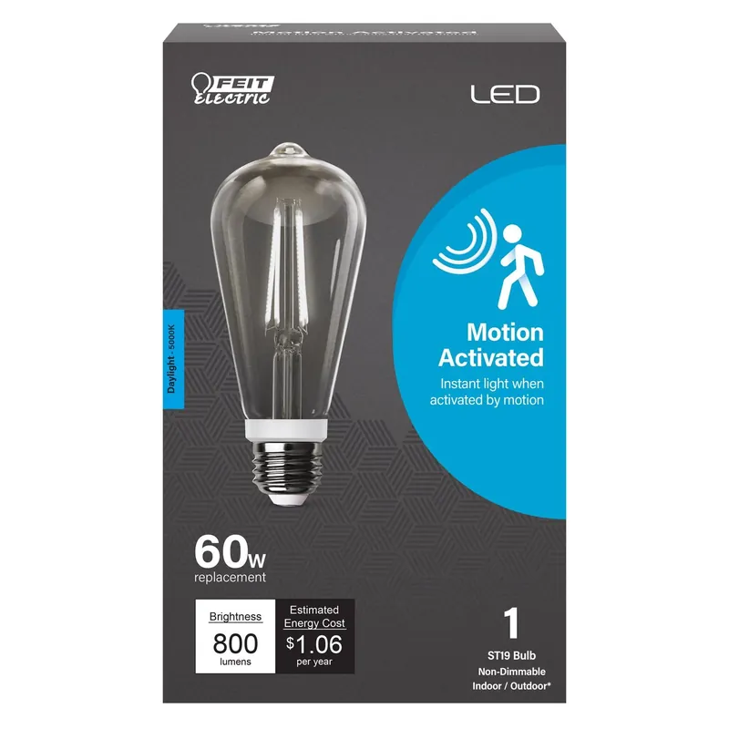St19 E26 (medium) Led Motion Activated Bulb Daylight 60 Watt Equivalence 1 Pk