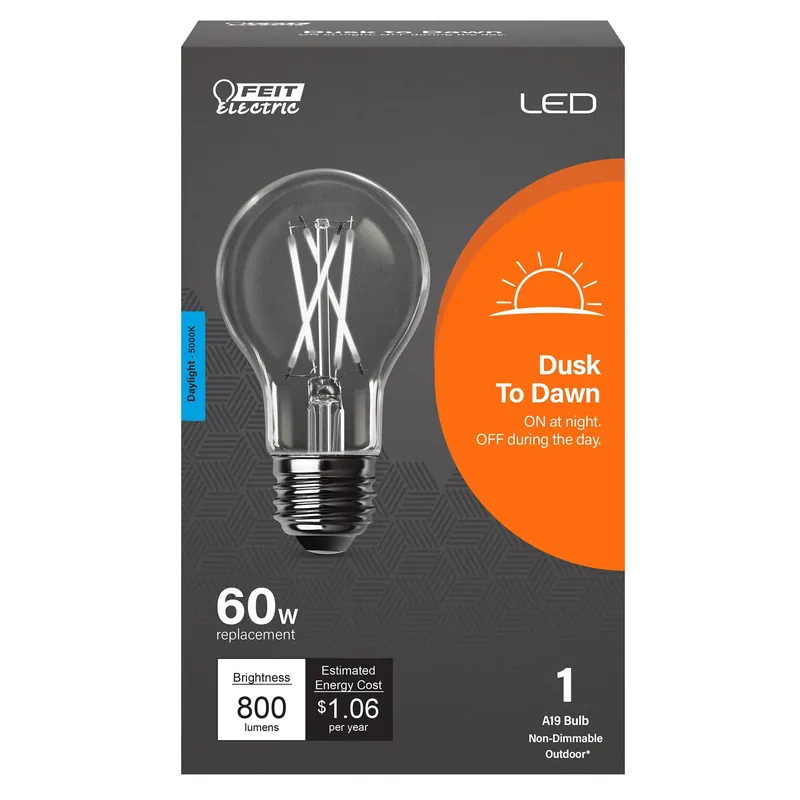 A19 E26 (medium) Led Dusk To Dawn Bulb Daylight 60 Watt Equivalence 1 Pk