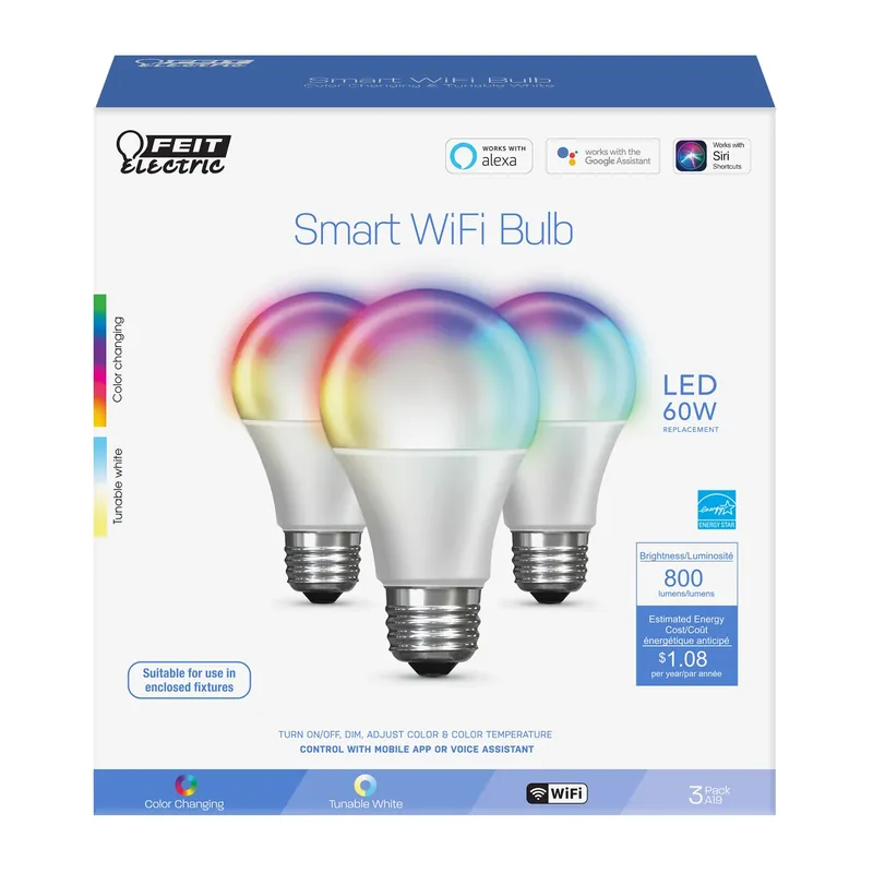 Smart Home A19 E26 (medium) Smart-enabled Led Bulb Daylight 60 Watt Equivalence 3 Pk