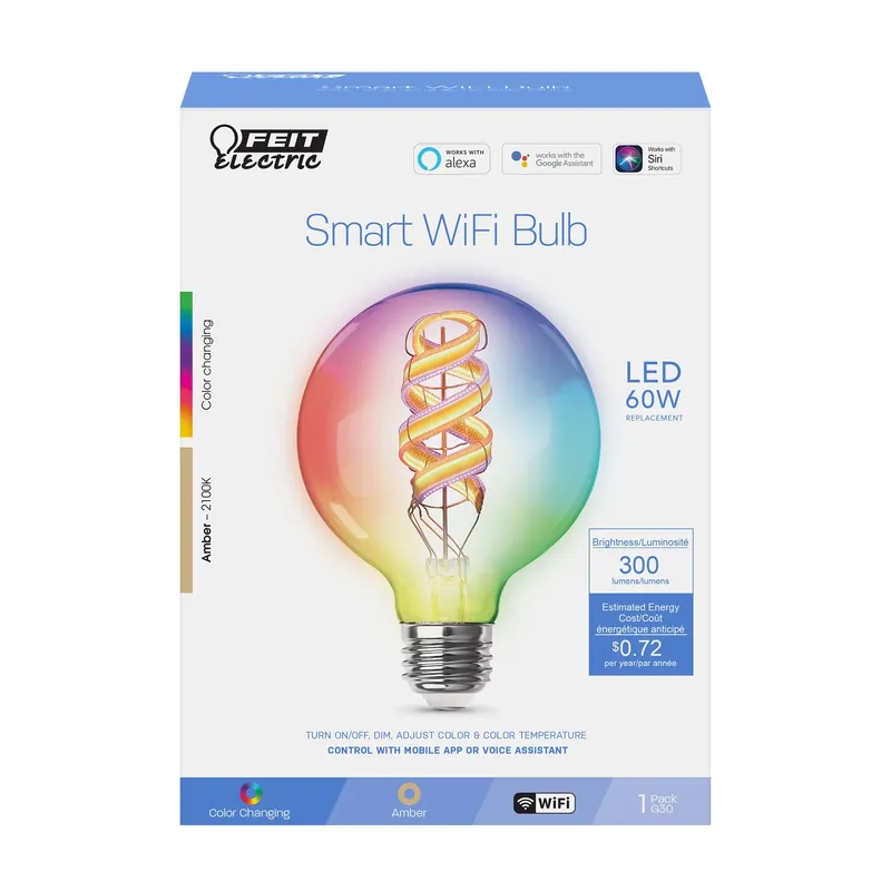 Smart Home G30 E26 (medium) Smart-enabled Led Bulb Color Changing 60 Watt Equivalence 1 Pk