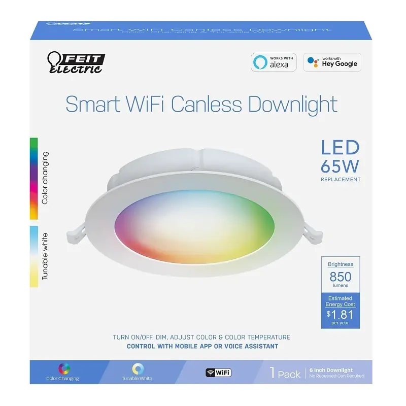 Smart Home 6 In. White Aluminum Led Canless Recessed Downlight 15 W