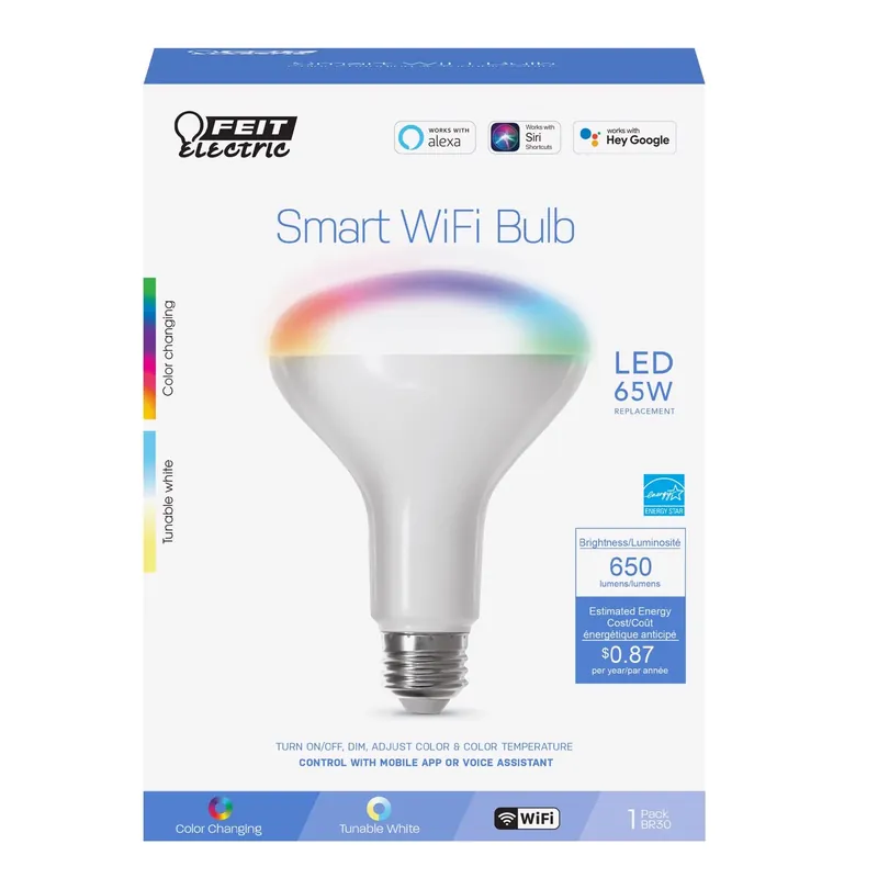 Smart Home Br30 E26 (medium) Smart-enabled Led Bulb Color Changing 65 Watt Equivalence 1 Pk